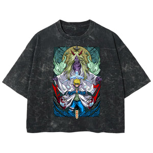 Playera streetwear premium de anime y gaming ExtraLife MX, corte boxy deluxe mineral wash heavyweight en color Acid Wash, moda urbana mexicana de culto.