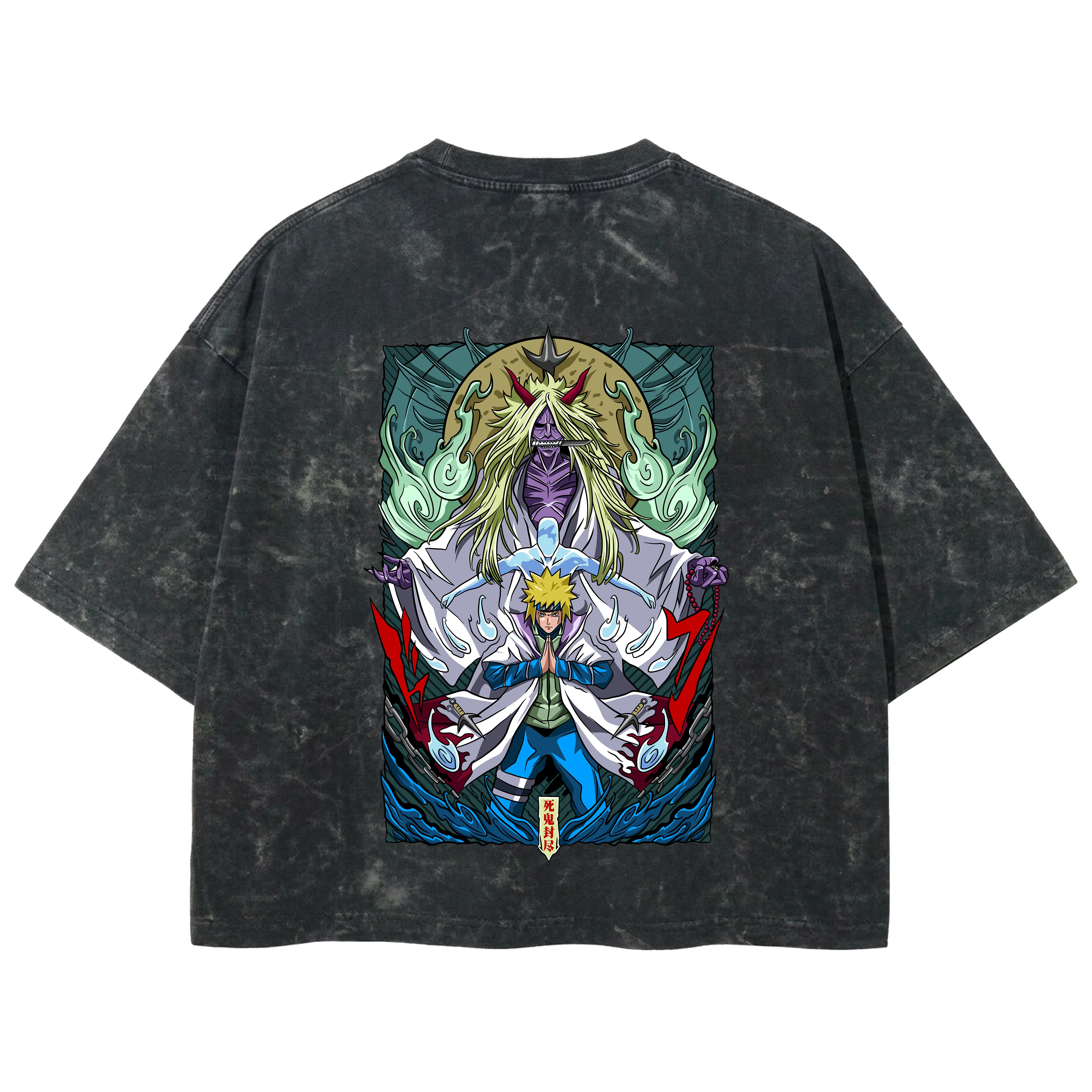 Playera streetwear premium de anime y gaming ExtraLife MX, corte boxy deluxe mineral wash heavyweight en color Acid Wash, moda urbana mexicana de culto.