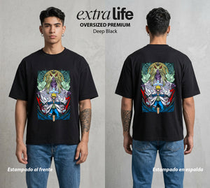 La Aldea Oculta | Dattebayo del Viento #02852 - Playera Oversized Premium | Deep Black - Foto en modelo