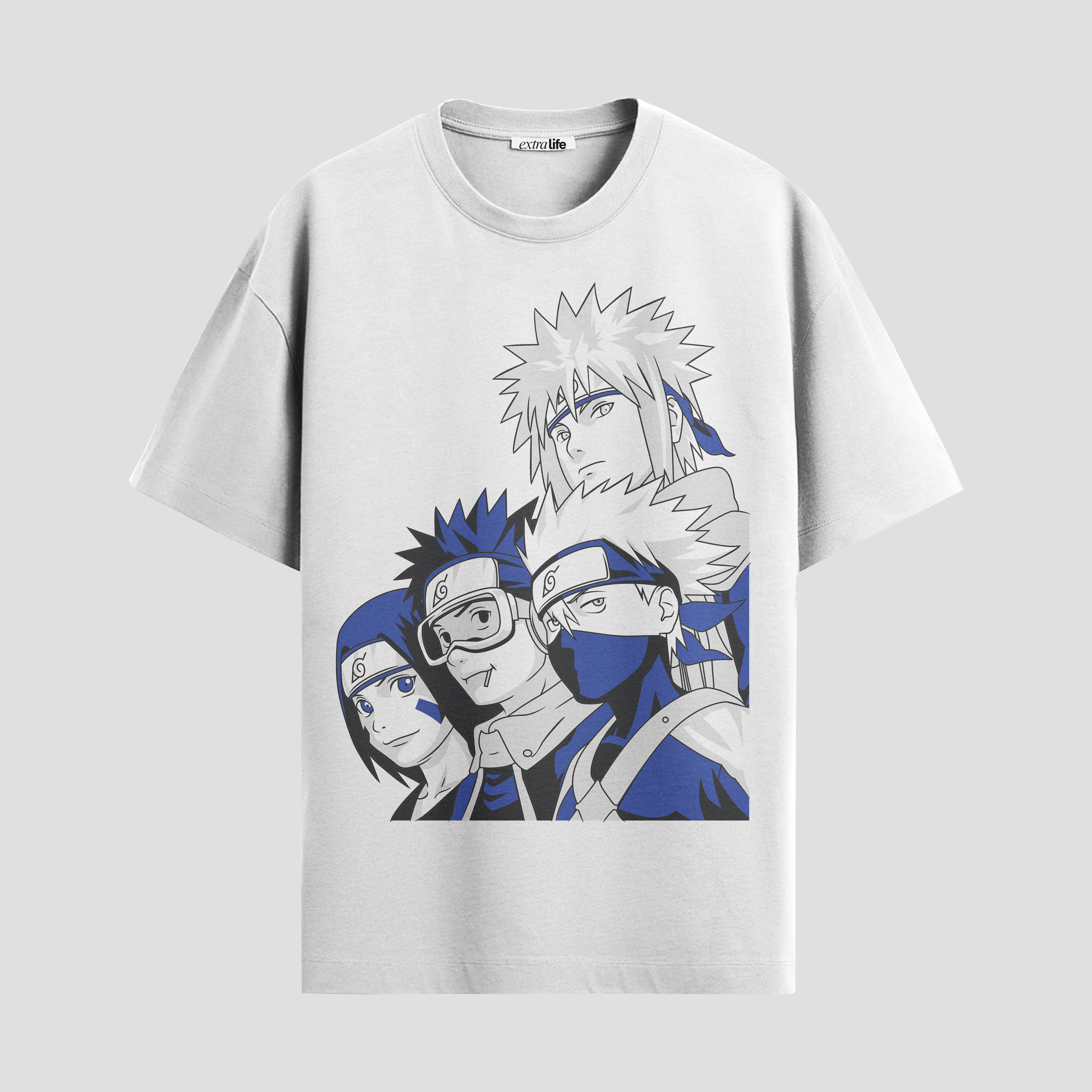 Playera urbana de anime y gaming ExtraLife MX, corte Standard Fit unisex ligero y transpirable en color Deep Black y Pure White, ropa de uso diario para gym y casual.
