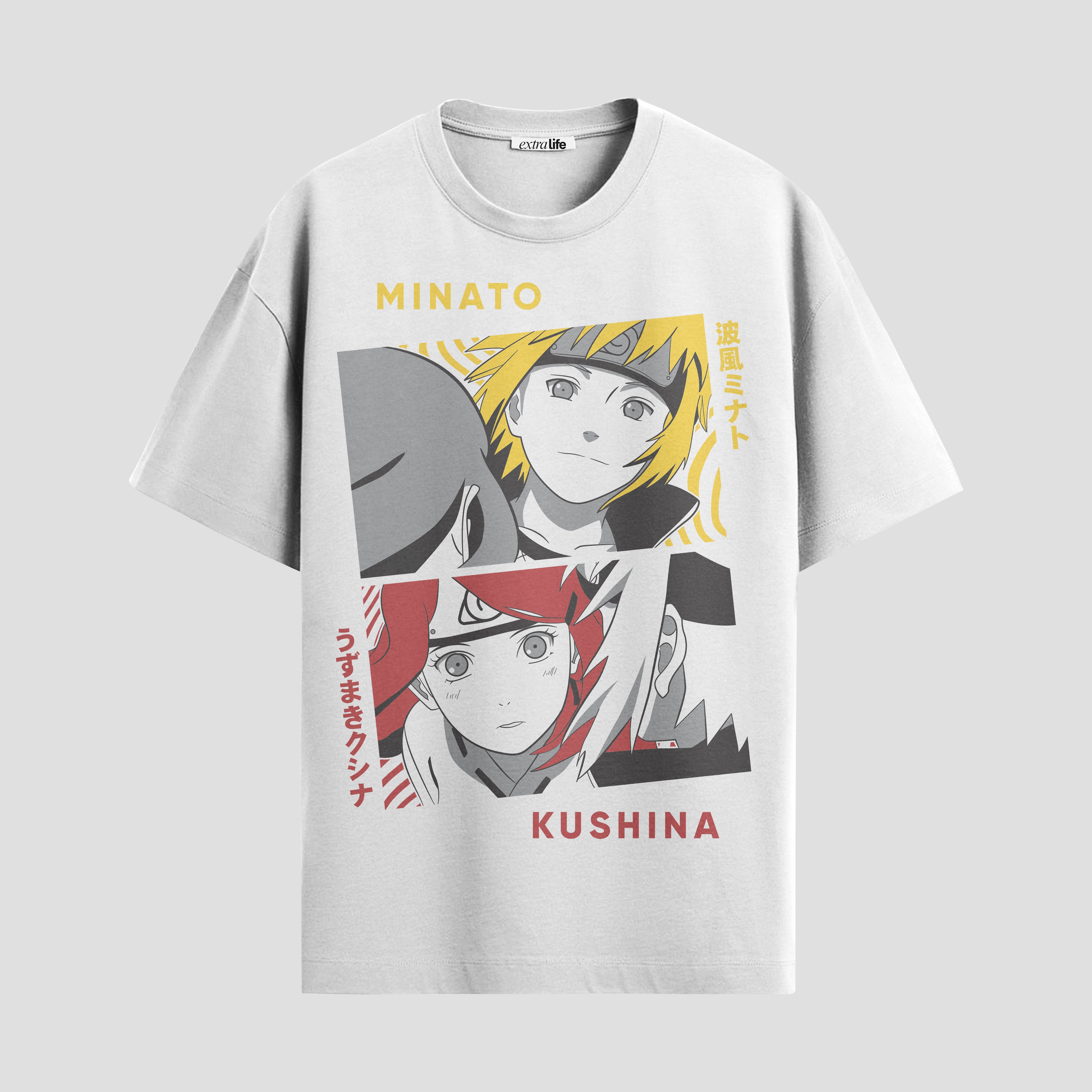 Playera urbana de anime y gaming ExtraLife MX, corte Standard Fit unisex ligero y transpirable en color Deep Black y Pure White, ropa de uso diario para gym y casual.