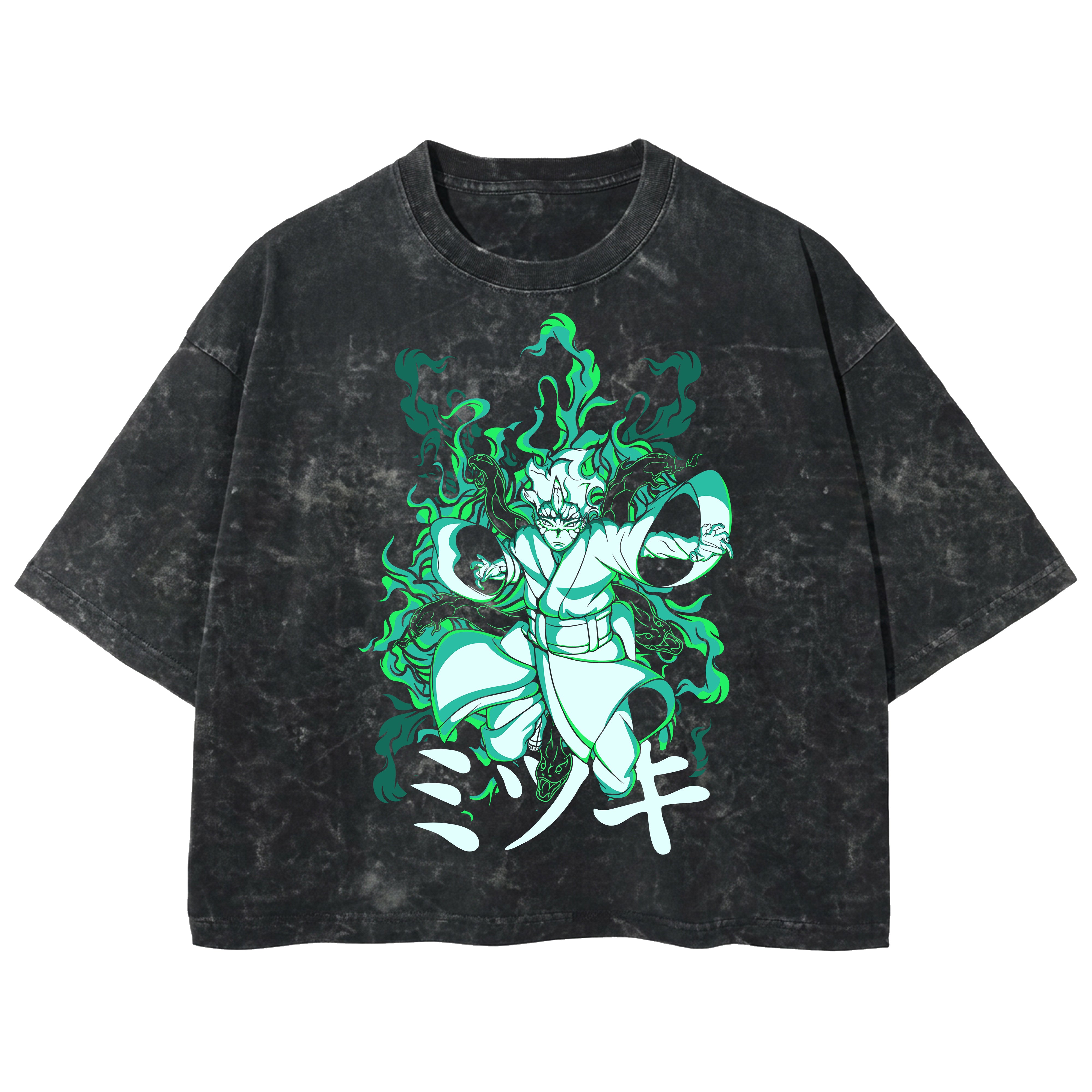 Playera streetwear premium de anime y gaming ExtraLife MX, corte boxy deluxe mineral wash heavyweight en color Acid Wash, moda urbana mexicana de culto.