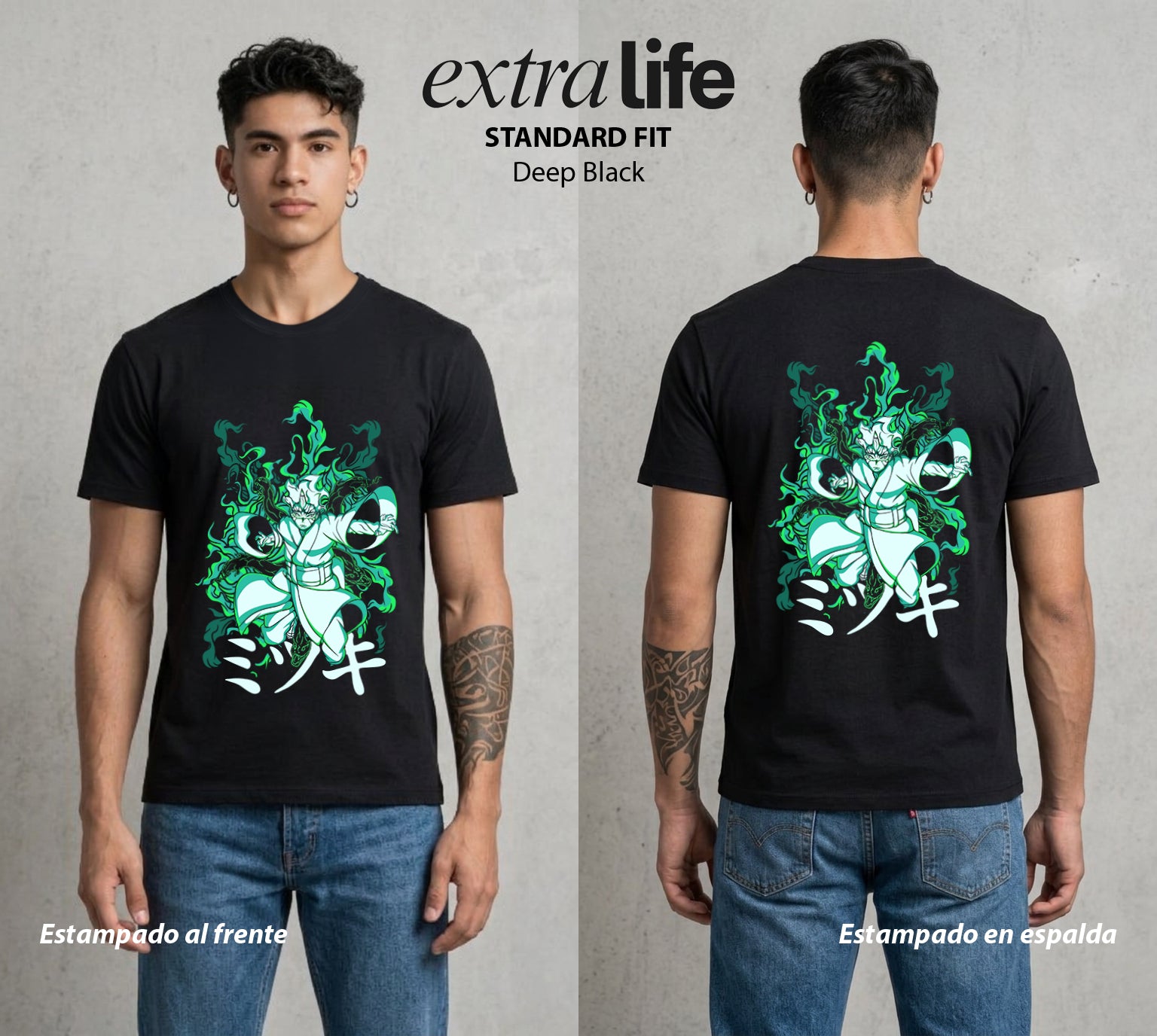 La Aldea Oculta | Zorro de Nueve Colas #02856 - Playera Standard Fit | Deep Black - Foto en modelo