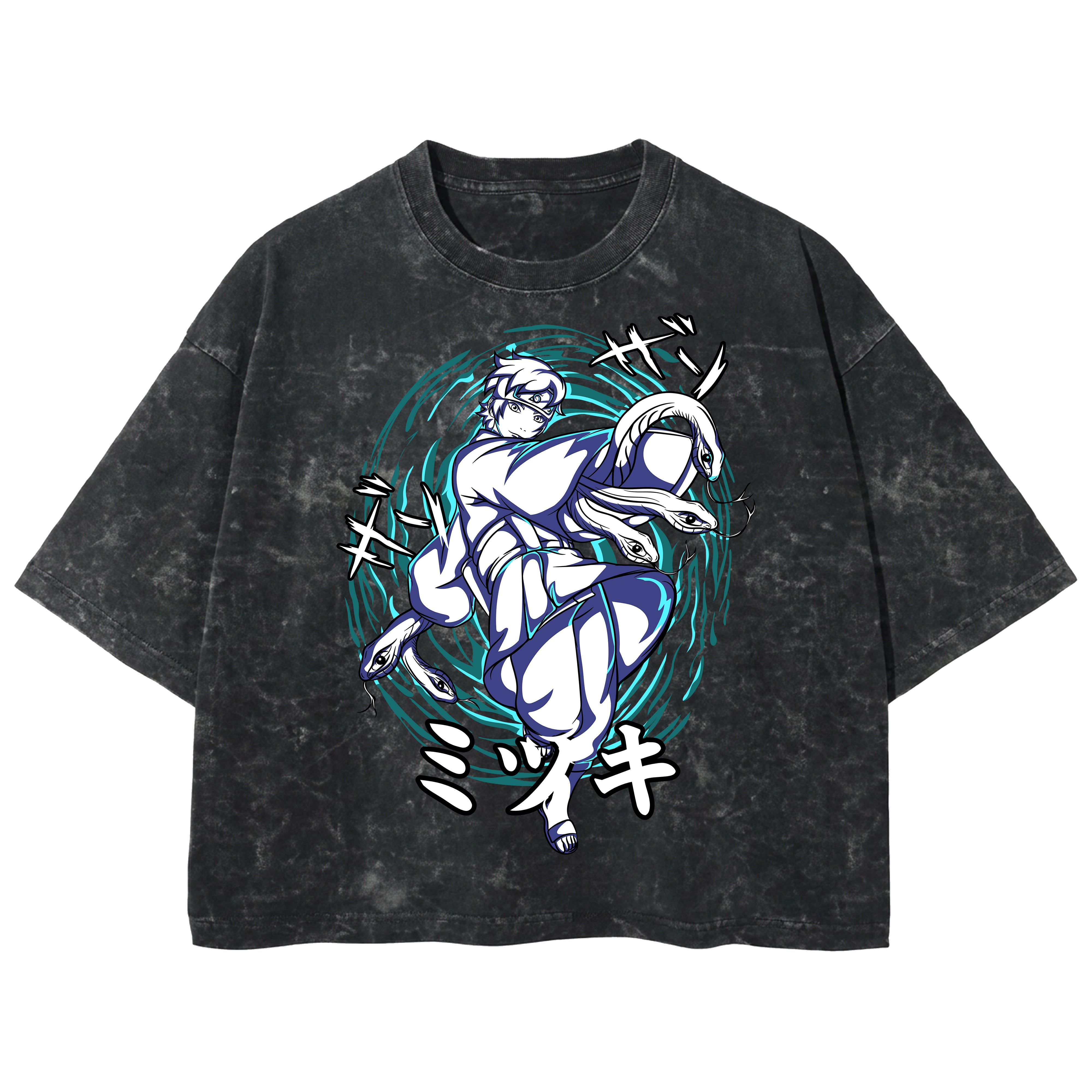 Playera streetwear premium de anime y gaming ExtraLife MX, corte boxy deluxe mineral wash heavyweight en color Acid Wash, moda urbana mexicana de culto.