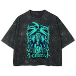 Playera streetwear premium de anime y gaming ExtraLife MX, corte boxy deluxe mineral wash heavyweight en color Acid Wash, moda urbana mexicana de culto.