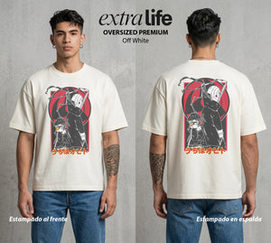 La Aldea Oculta | Dattebayo del Viento #02861 - Playera Oversized Premium | Off White - Foto en modelo