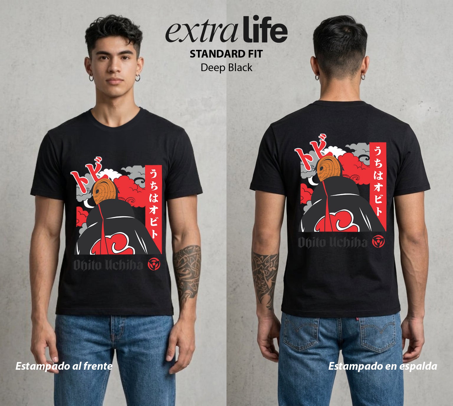 La Aldea Oculta | Ninja de la Hoja #02864 - Playera Standard Fit | Deep Black - Foto en modelo