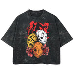 Playera streetwear premium de anime y gaming ExtraLife MX, corte boxy deluxe mineral wash heavyweight en color Acid Wash, moda urbana mexicana de culto.