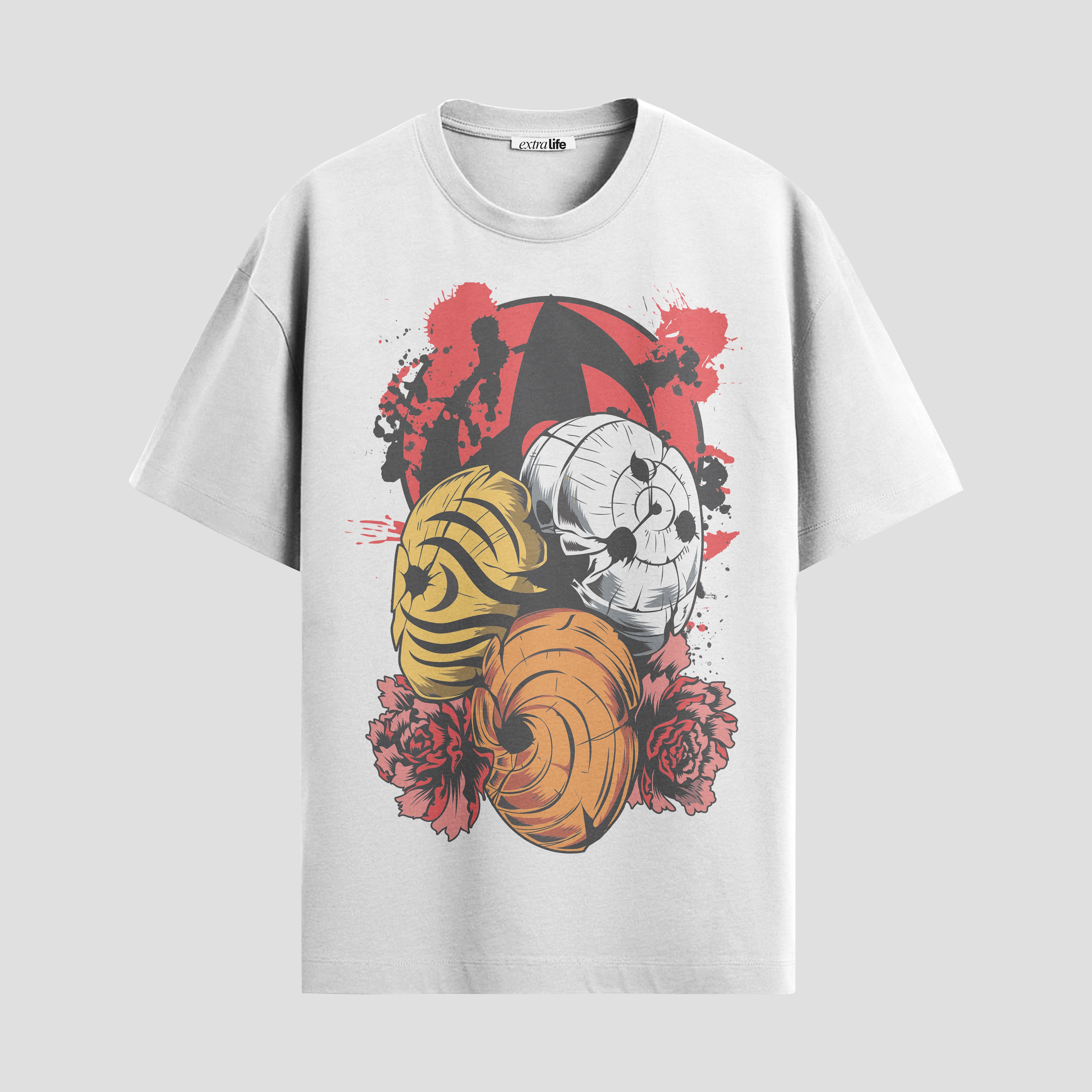 Playera urbana de anime y gaming ExtraLife MX, corte Standard Fit unisex ligero y transpirable en color Deep Black y Pure White, ropa de uso diario para gym y casual.