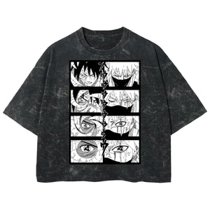 Playera streetwear premium de anime y gaming ExtraLife MX, corte boxy deluxe mineral wash heavyweight en color Acid Wash, moda urbana mexicana de culto.