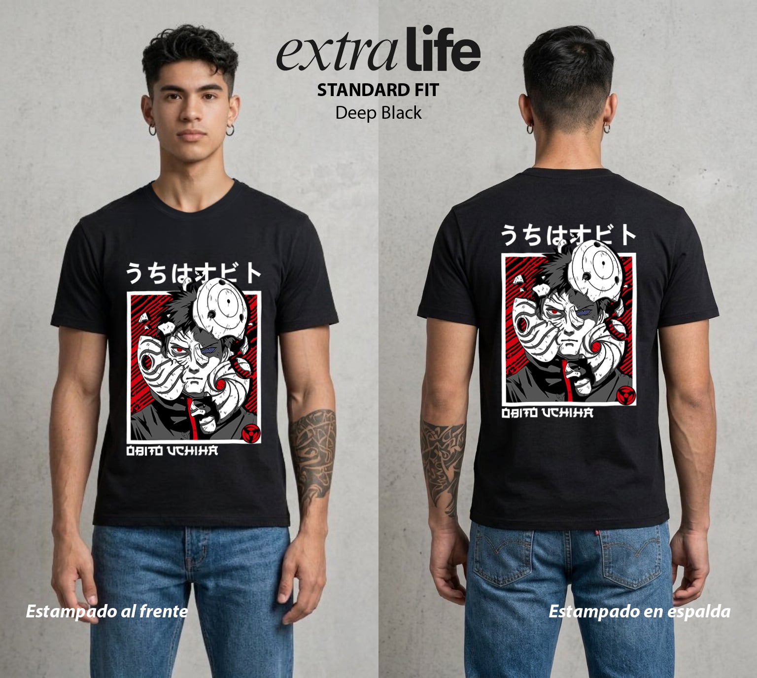 La Aldea Oculta | Spiritu del Zorro #02868 - Playera Standard Fit | Deep Black - Foto en modelo