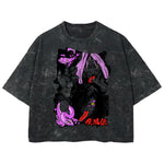 Playera streetwear premium de anime y gaming ExtraLife MX, corte boxy deluxe mineral wash heavyweight en color Acid Wash, moda urbana mexicana de culto.