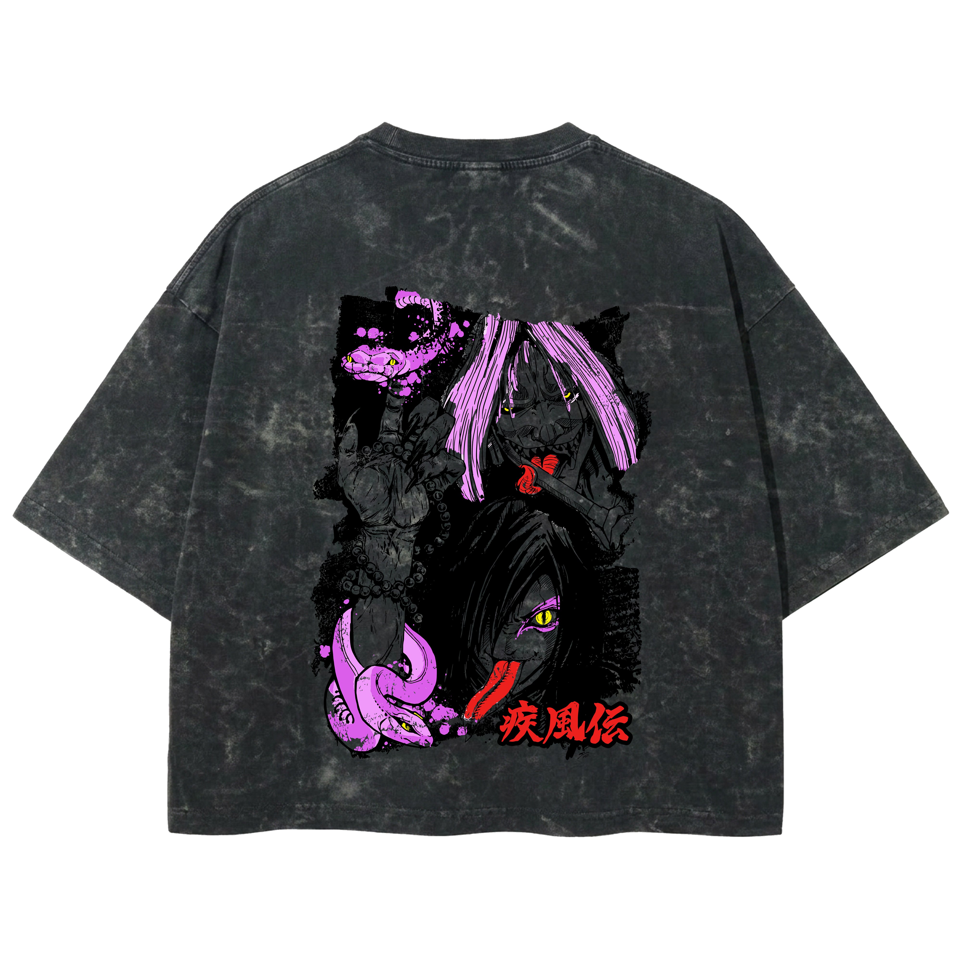Playera streetwear premium de anime y gaming ExtraLife MX, corte boxy deluxe mineral wash heavyweight en color Acid Wash, moda urbana mexicana de culto.