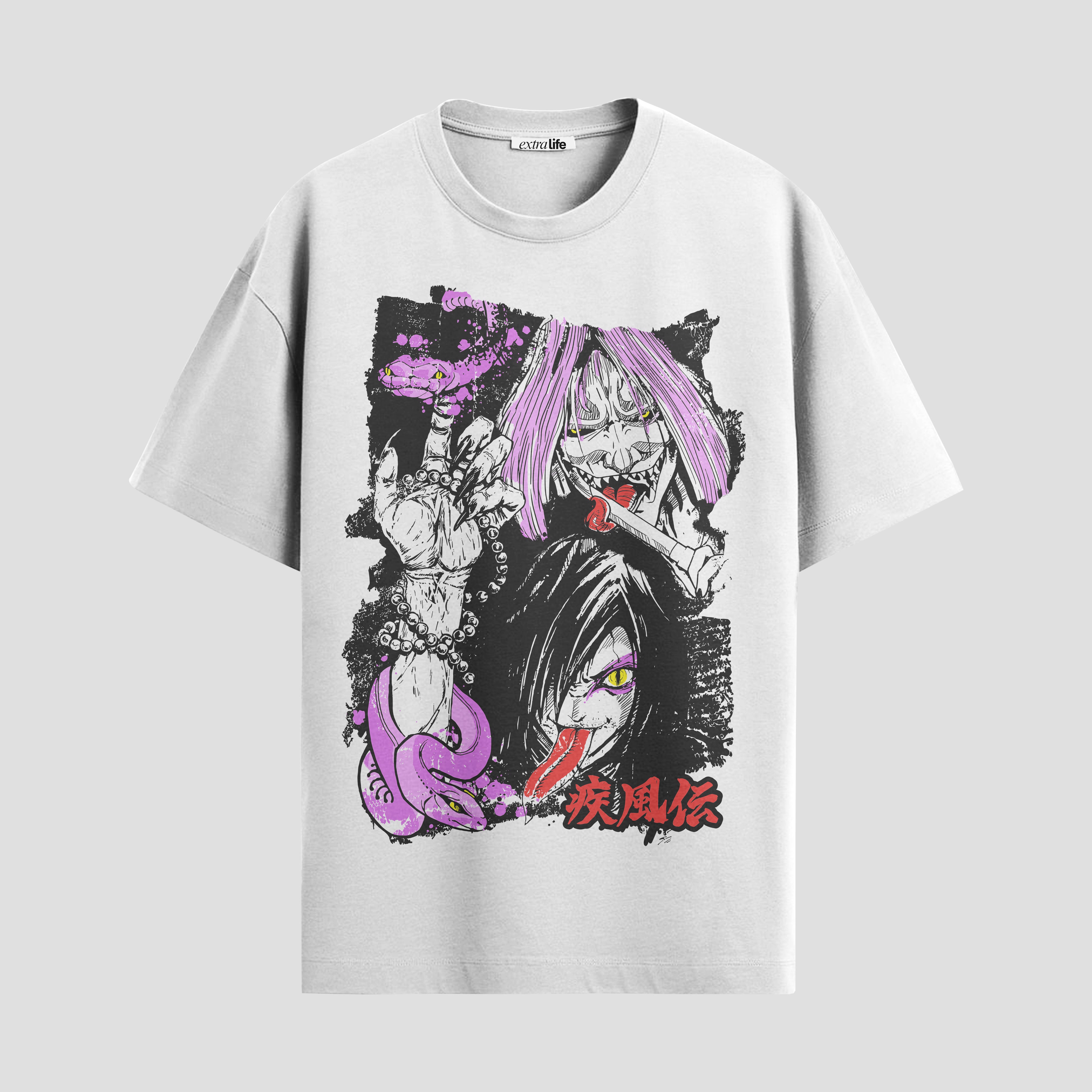 Playera urbana de anime y gaming ExtraLife MX, corte Standard Fit unisex ligero y transpirable en color Deep Black y Pure White, ropa de uso diario para gym y casual.