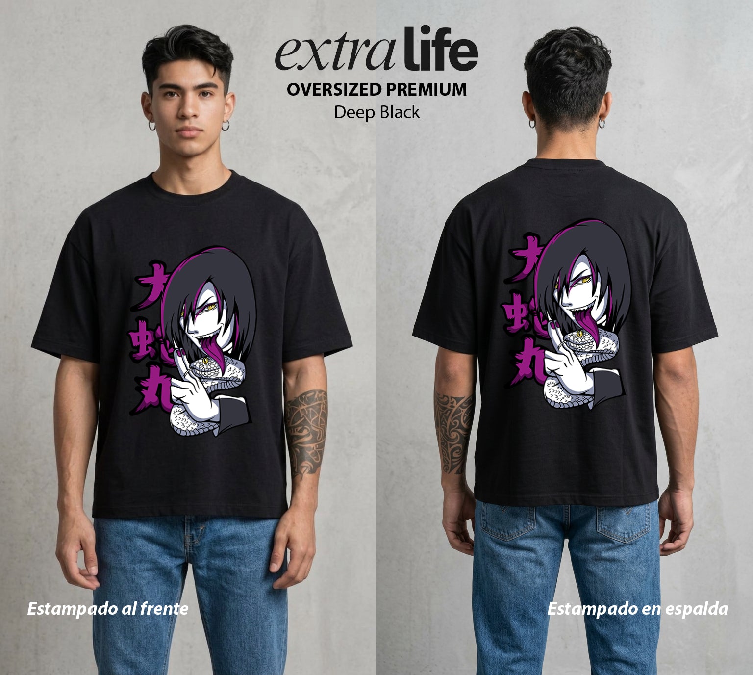 La Aldea Oculta | El Hokage del Futuro #02873 - Playera Oversized Premium | Deep Black - Foto en modelo