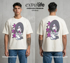La Aldea Oculta | El Hokage del Futuro #02873 - Playera Oversized Premium | Off White - Foto en modelo