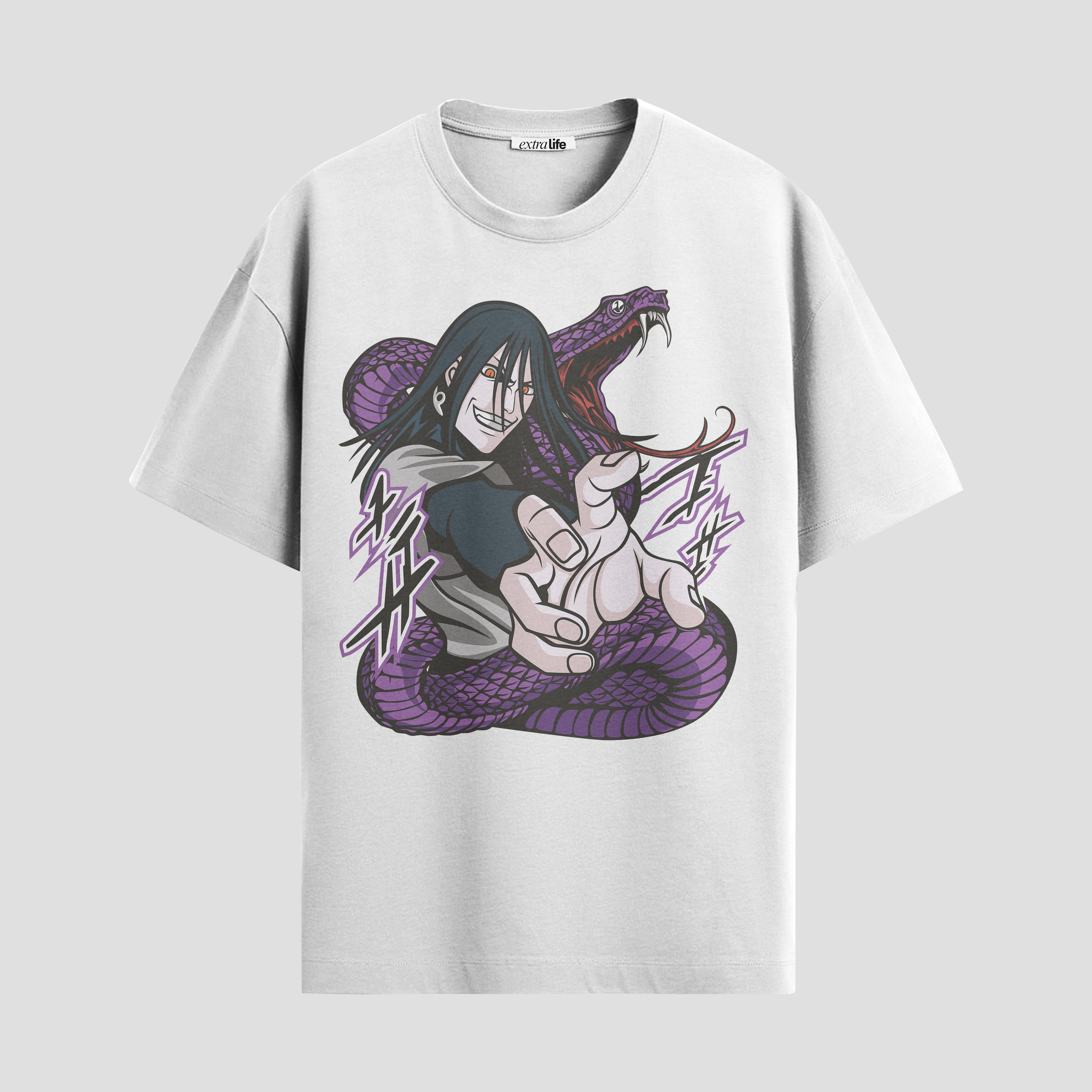 Playera urbana de anime y gaming ExtraLife MX, corte Standard Fit unisex ligero y transpirable en color Deep Black y Pure White, ropa de uso diario para gym y casual.