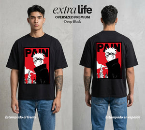 La Aldea Oculta | Zorro de Nueve Colas #02875 - Playera Oversized Premium | Deep Black - Foto en modelo
