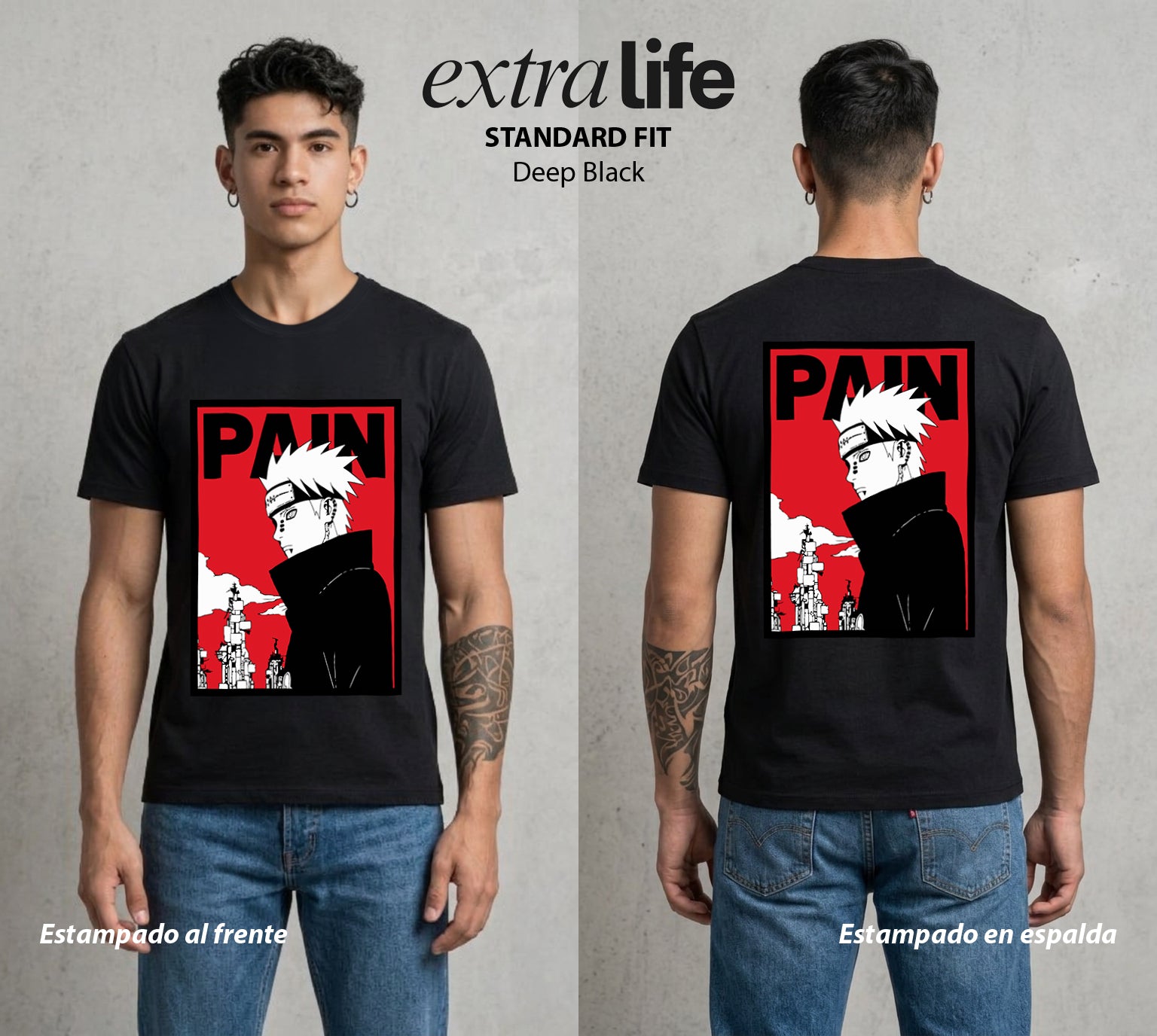 La Aldea Oculta | Zorro de Nueve Colas #02875 - Playera Standard Fit | Deep Black - Foto en modelo