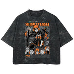 Playera streetwear premium de anime y gaming ExtraLife MX, corte boxy deluxe mineral wash heavyweight en color Acid Wash, moda urbana mexicana de culto.