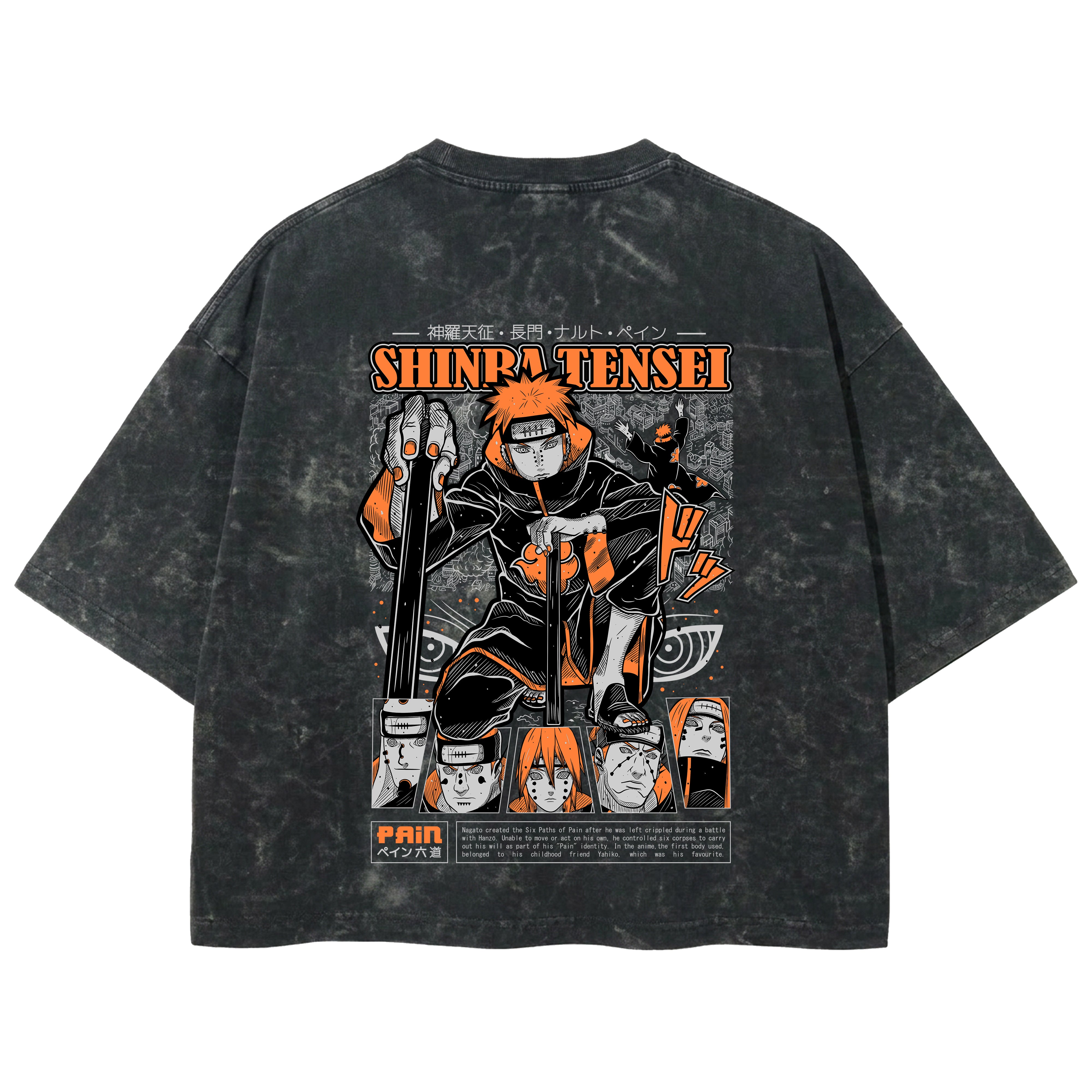 Playera streetwear premium de anime y gaming ExtraLife MX, corte boxy deluxe mineral wash heavyweight en color Acid Wash, moda urbana mexicana de culto.