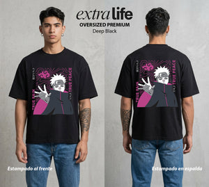 La Aldea Oculta | El Niño del Amor #02878 - Playera Oversized Premium | Deep Black - Foto en modelo