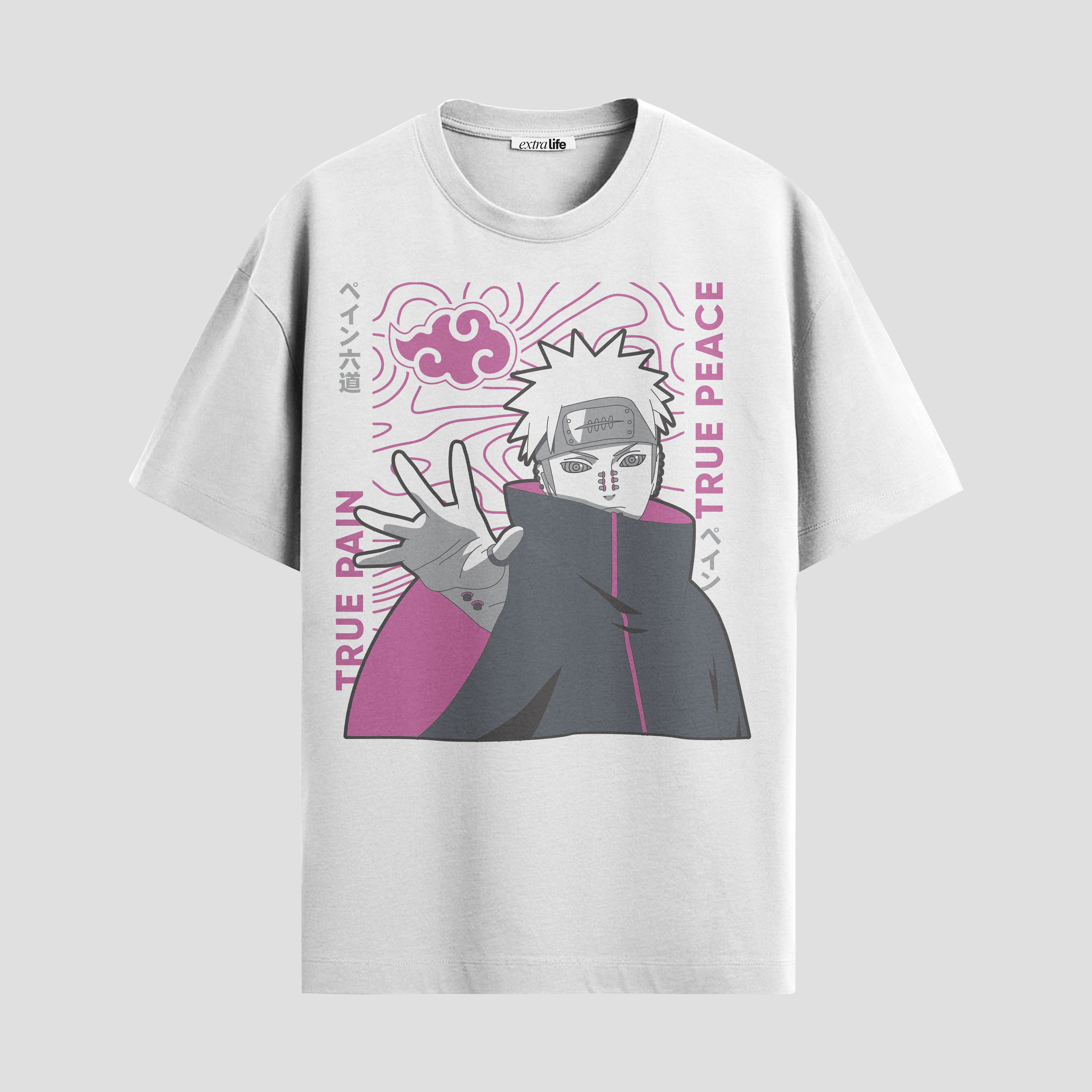 Playera urbana de anime y gaming ExtraLife MX, corte Standard Fit unisex ligero y transpirable en color Deep Black y Pure White, ropa de uso diario para gym y casual.