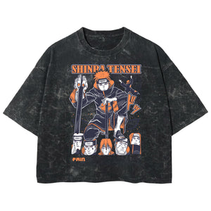 Playera streetwear premium de anime y gaming ExtraLife MX, corte boxy deluxe mineral wash heavyweight en color Acid Wash, moda urbana mexicana de culto.