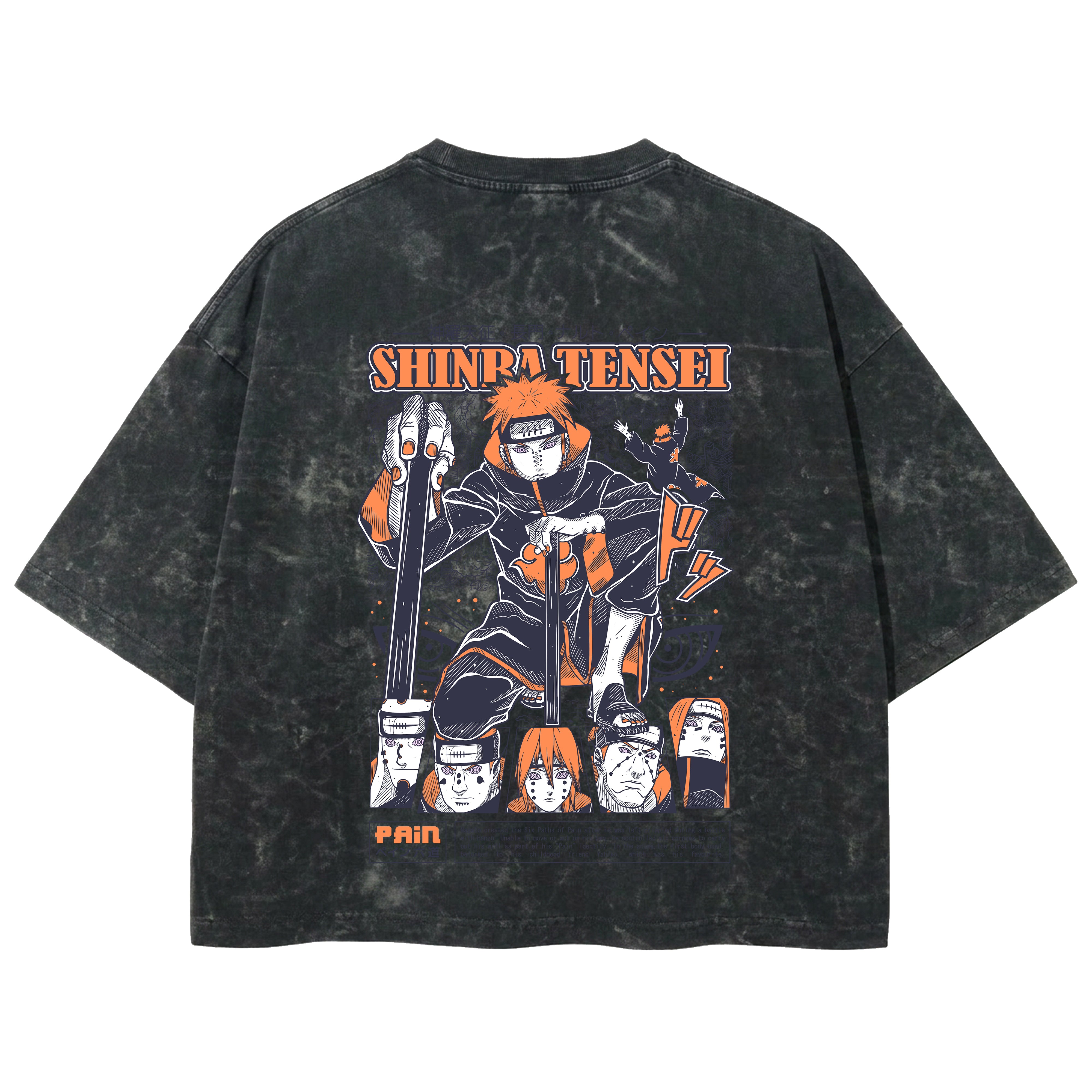 Playera streetwear premium de anime y gaming ExtraLife MX, corte boxy deluxe mineral wash heavyweight en color Acid Wash, moda urbana mexicana de culto.