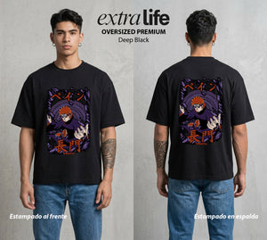 La Aldea Oculta | Ninja de la Hoja #02880 - Playera Oversized Premium | Deep Black - Foto en modelo