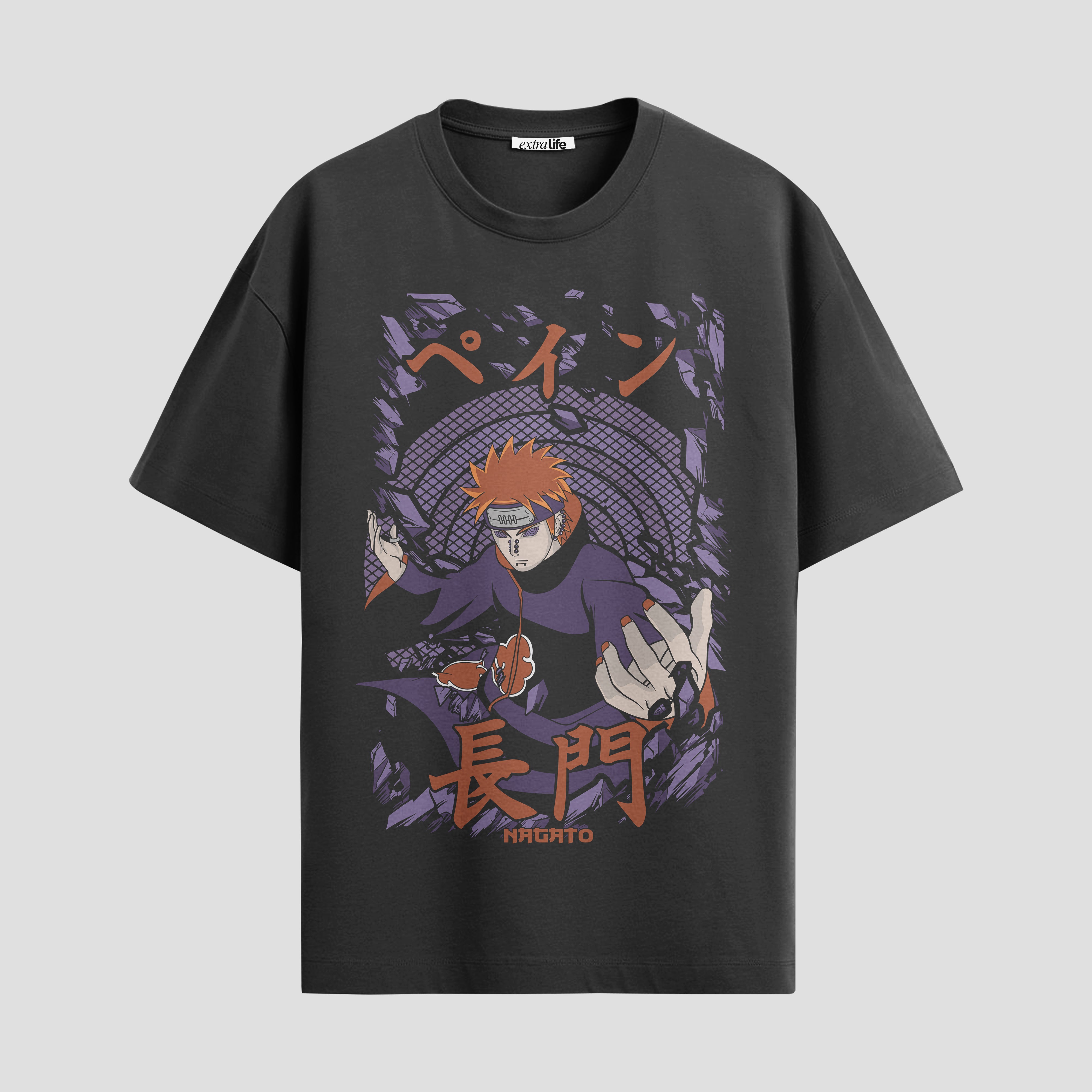 Playera urbana de anime y gaming ExtraLife MX, corte Standard Fit unisex ligero y transpirable en color Deep Black y Pure White, ropa de uso diario para gym y casual.