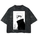 Playera streetwear premium de anime y gaming ExtraLife MX, corte boxy deluxe mineral wash heavyweight en color Acid Wash, moda urbana mexicana de culto.