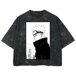 Playera streetwear premium de anime y gaming ExtraLife MX, corte boxy deluxe mineral wash heavyweight en color Acid Wash, moda urbana mexicana de culto.