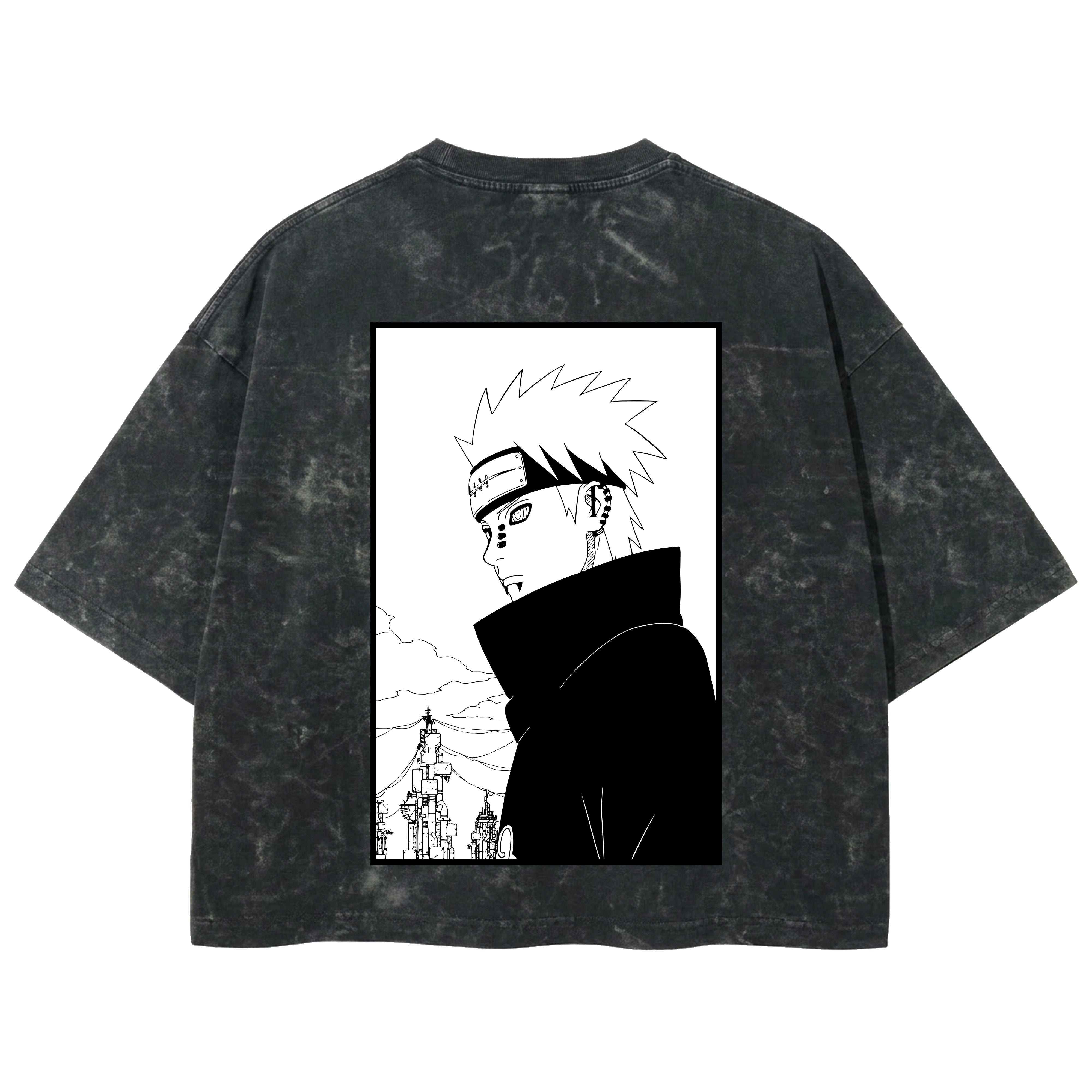 Playera streetwear premium de anime y gaming ExtraLife MX, corte boxy deluxe mineral wash heavyweight en color Acid Wash, moda urbana mexicana de culto.
