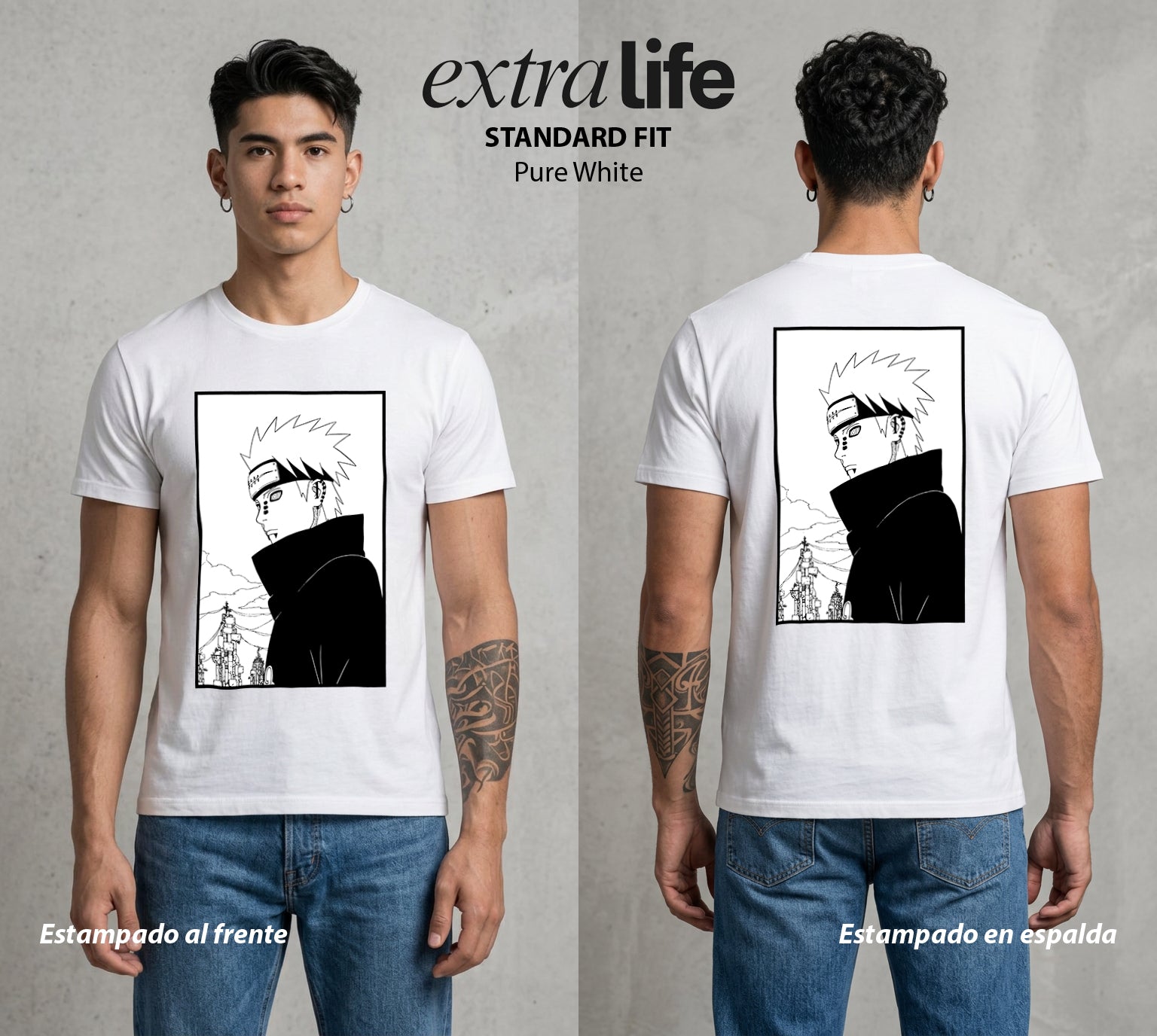 La Aldea Oculta | Spiritu del Zorro #02881 - Playera Standard Fit | Pure White - Foto en modelo