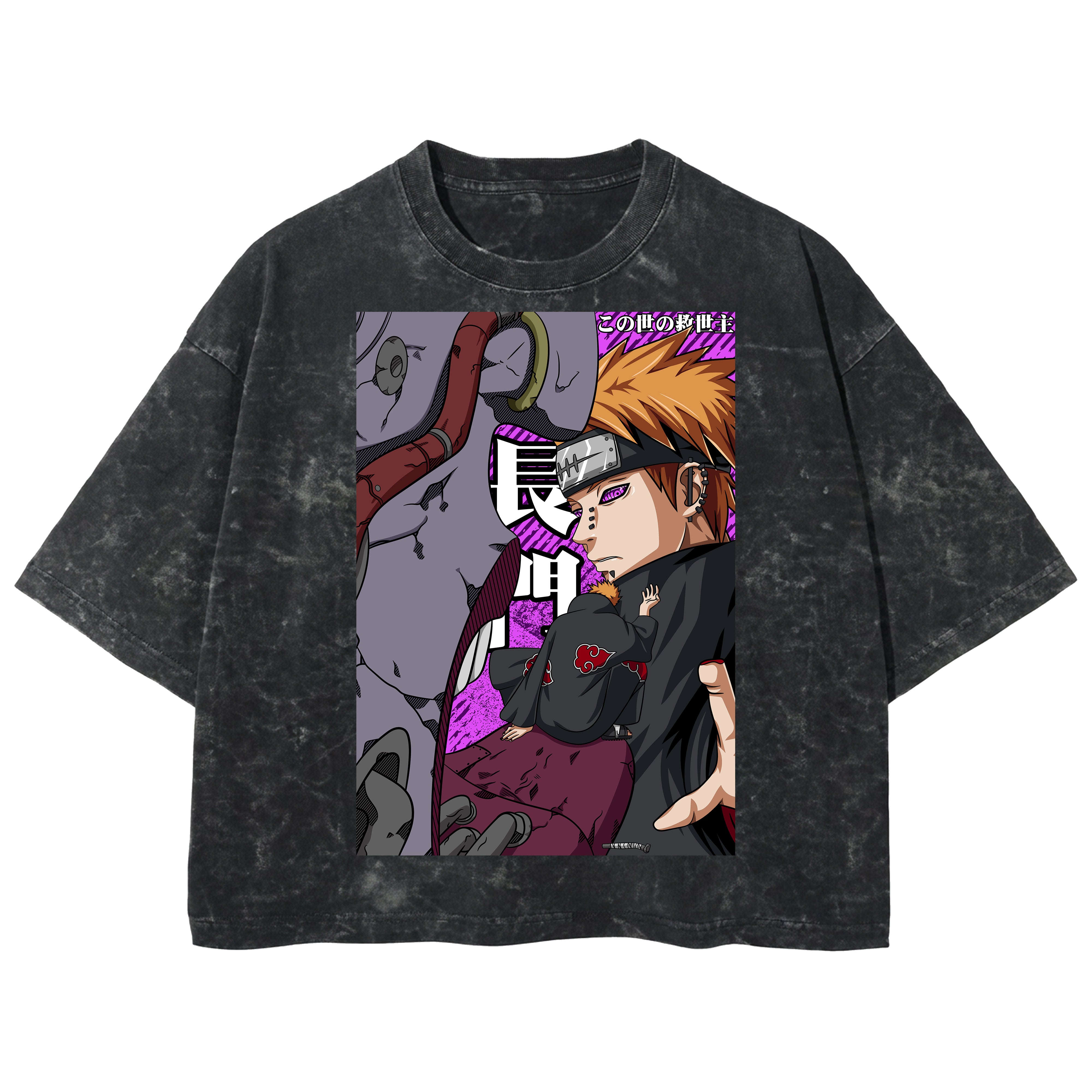 Playera streetwear premium de anime y gaming ExtraLife MX, corte boxy deluxe mineral wash heavyweight en color Acid Wash, moda urbana mexicana de culto.