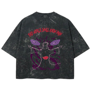 Playera streetwear premium de anime y gaming ExtraLife MX, corte boxy deluxe mineral wash heavyweight en color Acid Wash, moda urbana mexicana de culto.