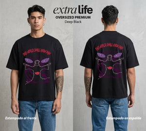 La Aldea Oculta | Dattebayo del Viento #02884 - Playera Oversized Premium | Deep Black - Foto en modelo