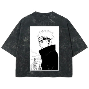 Playera streetwear premium de anime y gaming ExtraLife MX, corte boxy deluxe mineral wash heavyweight en color Acid Wash, moda urbana mexicana de culto.