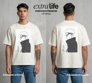 La Aldea Oculta | El Niño del Amor #02885 - Playera Oversized Premium | Off White - Foto en modelo