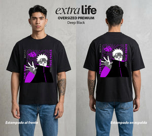 La Aldea Oculta | Poder del Chakra Zorro #02886 - Playera Oversized Premium | Deep Black - Foto en modelo