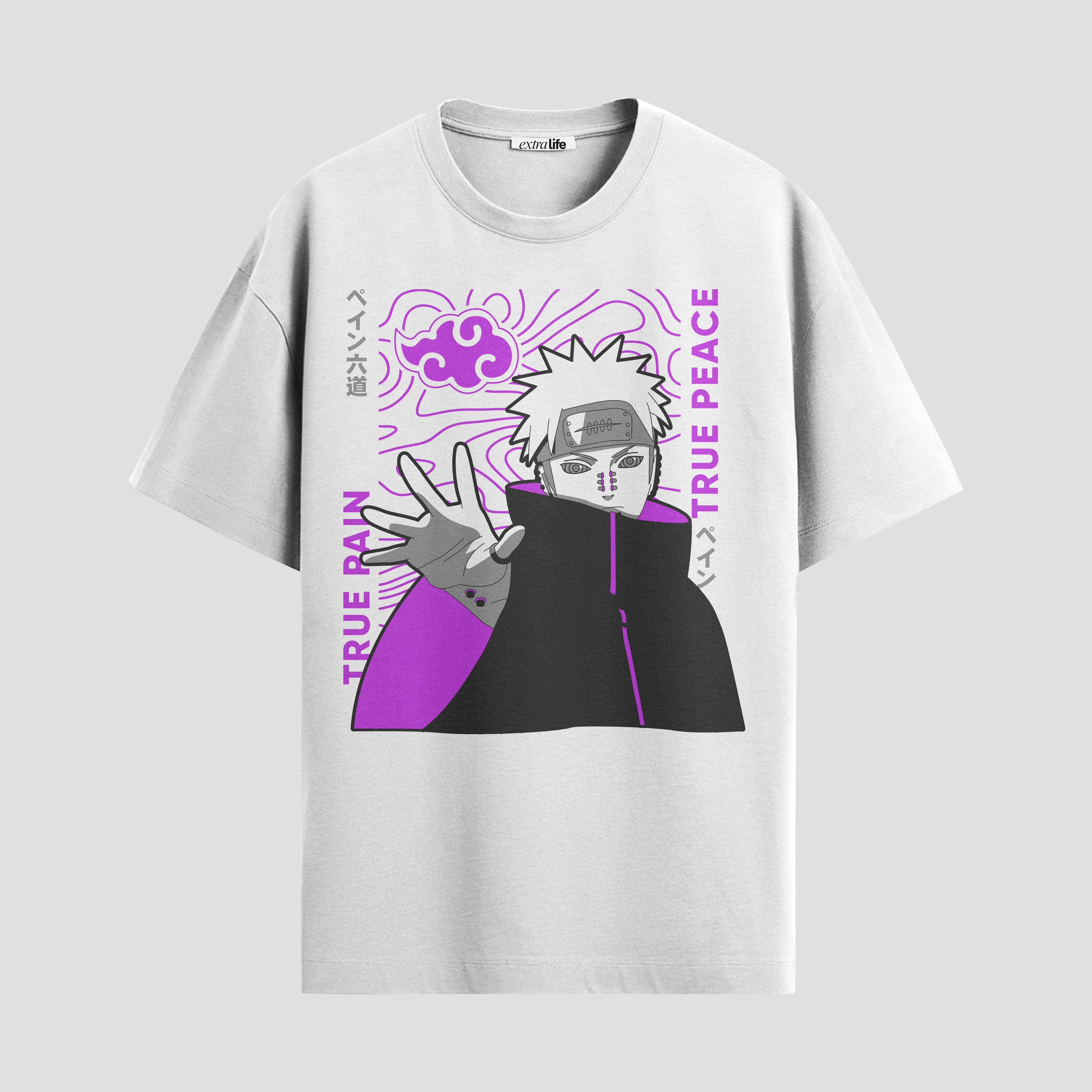 Playera urbana de anime y gaming ExtraLife MX, corte Standard Fit unisex ligero y transpirable en color Deep Black y Pure White, ropa de uso diario para gym y casual.