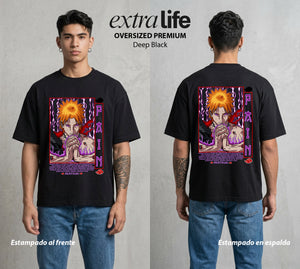 La Aldea Oculta | Ninja de la Hoja #02888 - Playera Oversized Premium | Deep Black - Foto en modelo