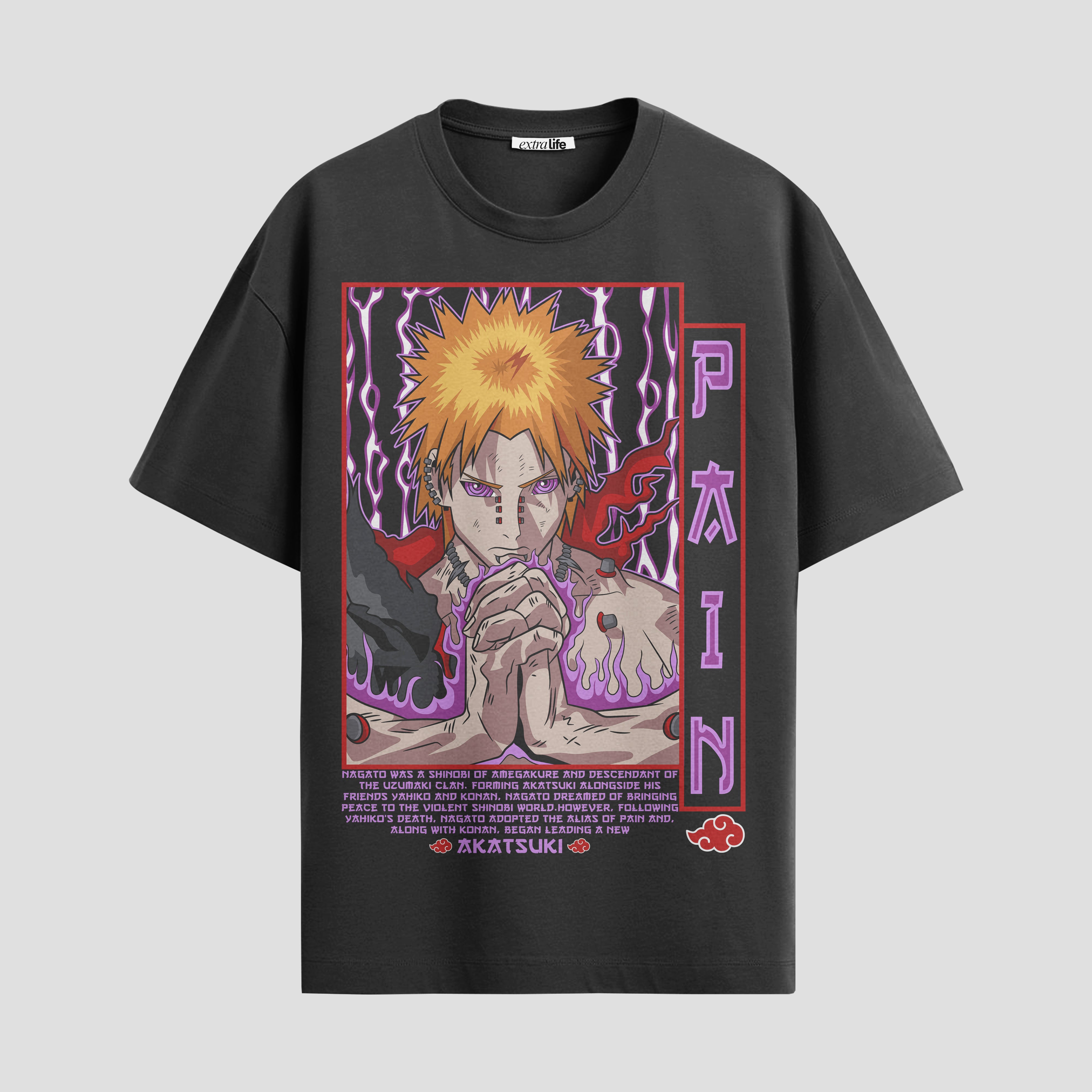 Playera urbana de anime y gaming ExtraLife MX, corte Standard Fit unisex ligero y transpirable en color Deep Black y Pure White, ropa de uso diario para gym y casual.