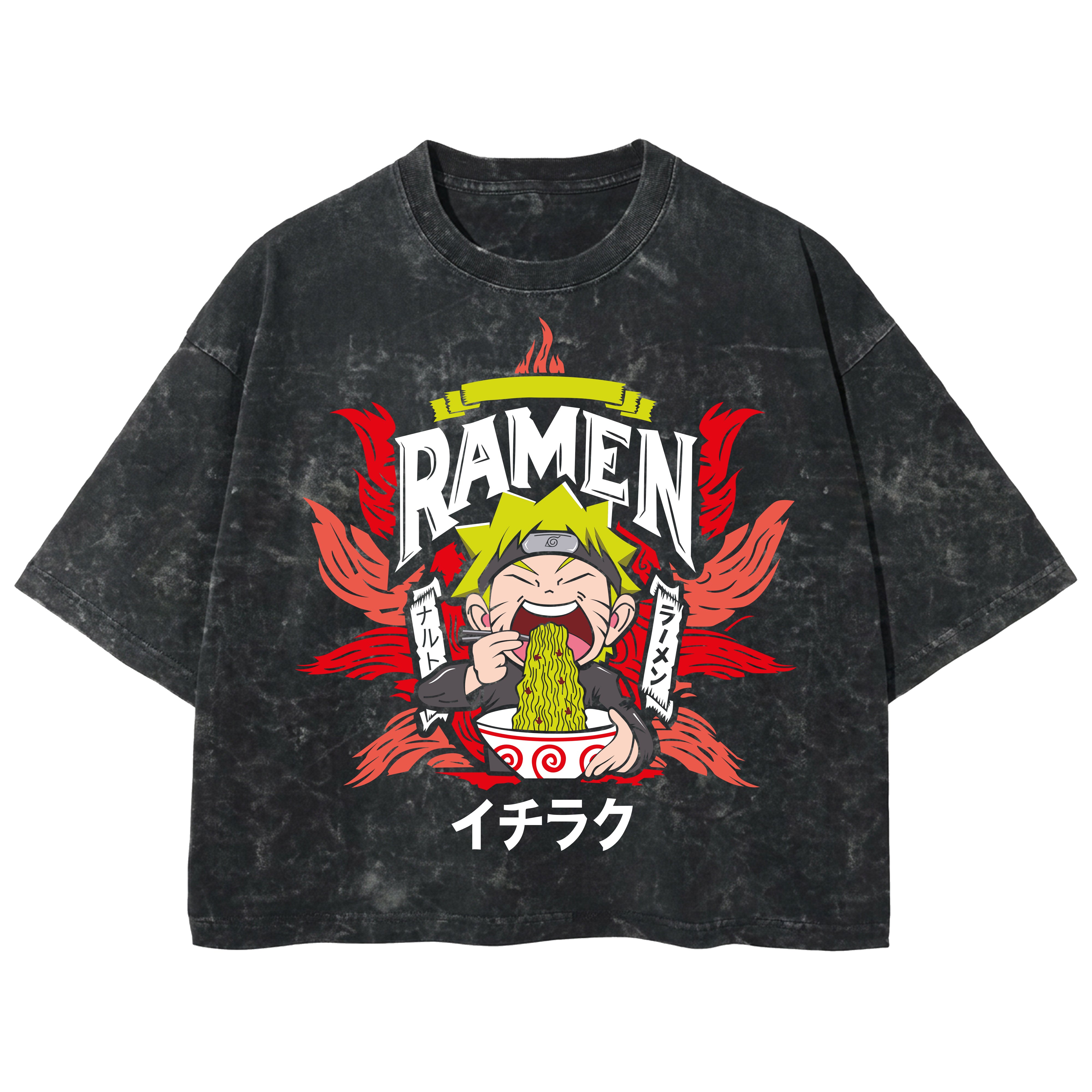 Playera streetwear premium de anime y gaming ExtraLife MX, corte boxy deluxe mineral wash heavyweight en color Acid Wash, moda urbana mexicana de culto.