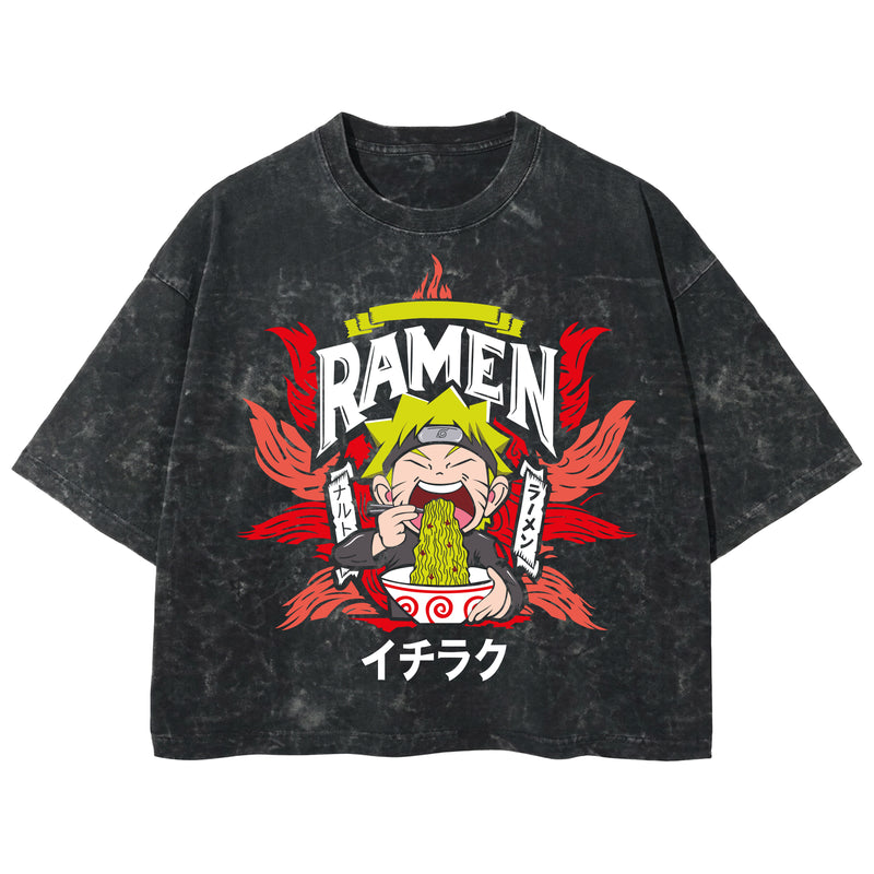 Playera streetwear premium de anime y gaming ExtraLife MX, corte boxy deluxe mineral wash heavyweight en color Acid Wash, moda urbana mexicana de culto.