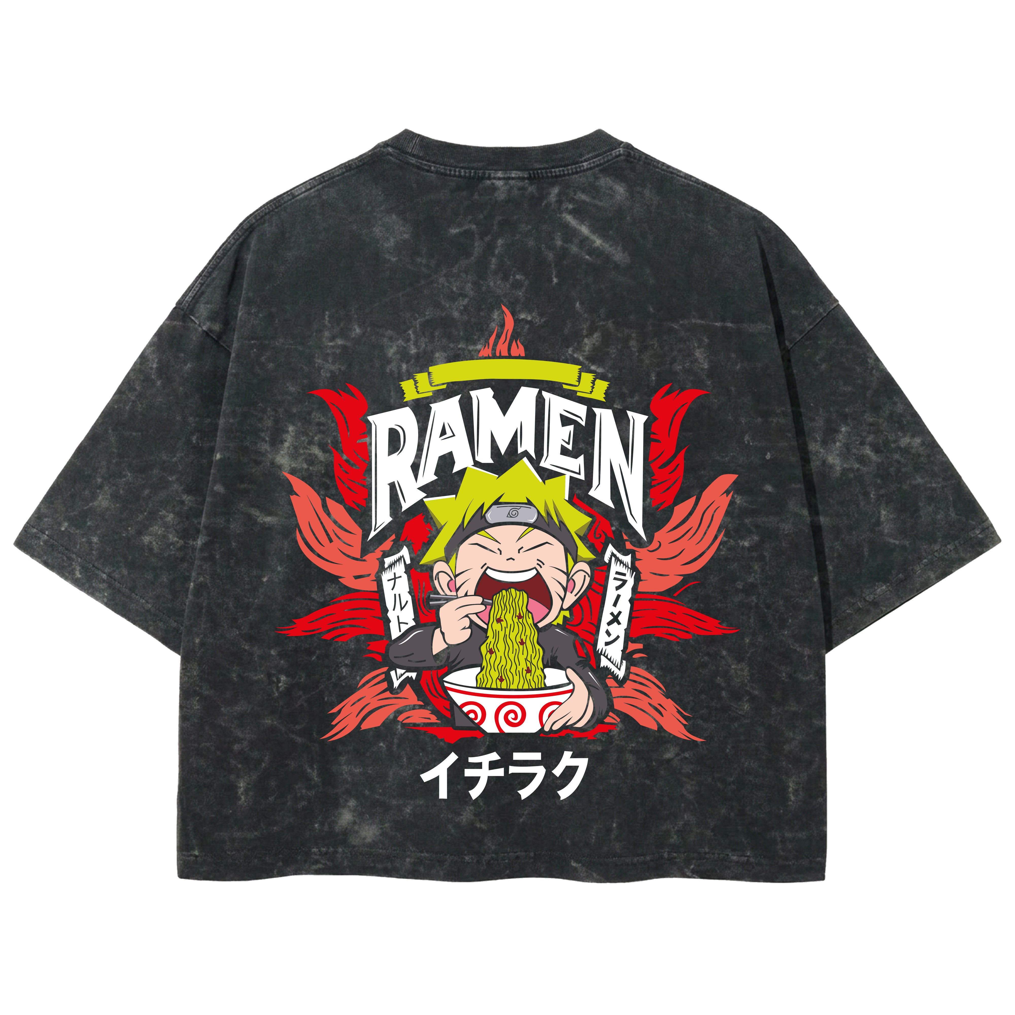Playera streetwear premium de anime y gaming ExtraLife MX, corte boxy deluxe mineral wash heavyweight en color Acid Wash, moda urbana mexicana de culto.
