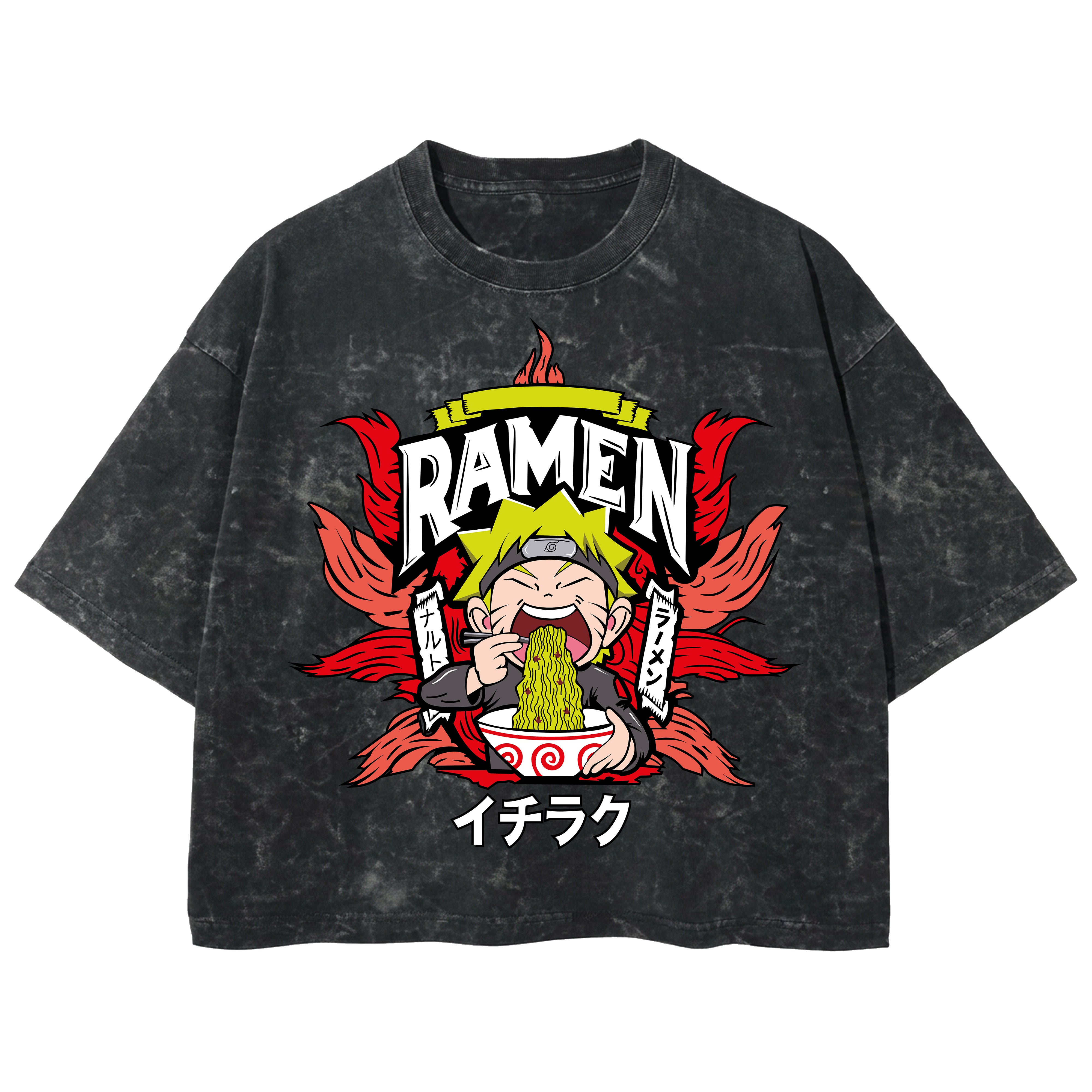 Playera streetwear premium de anime y gaming ExtraLife MX, corte boxy deluxe mineral wash heavyweight en color Acid Wash, moda urbana mexicana de culto.