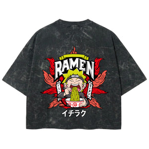 Playera streetwear premium de anime y gaming ExtraLife MX, corte boxy deluxe mineral wash heavyweight en color Acid Wash, moda urbana mexicana de culto.