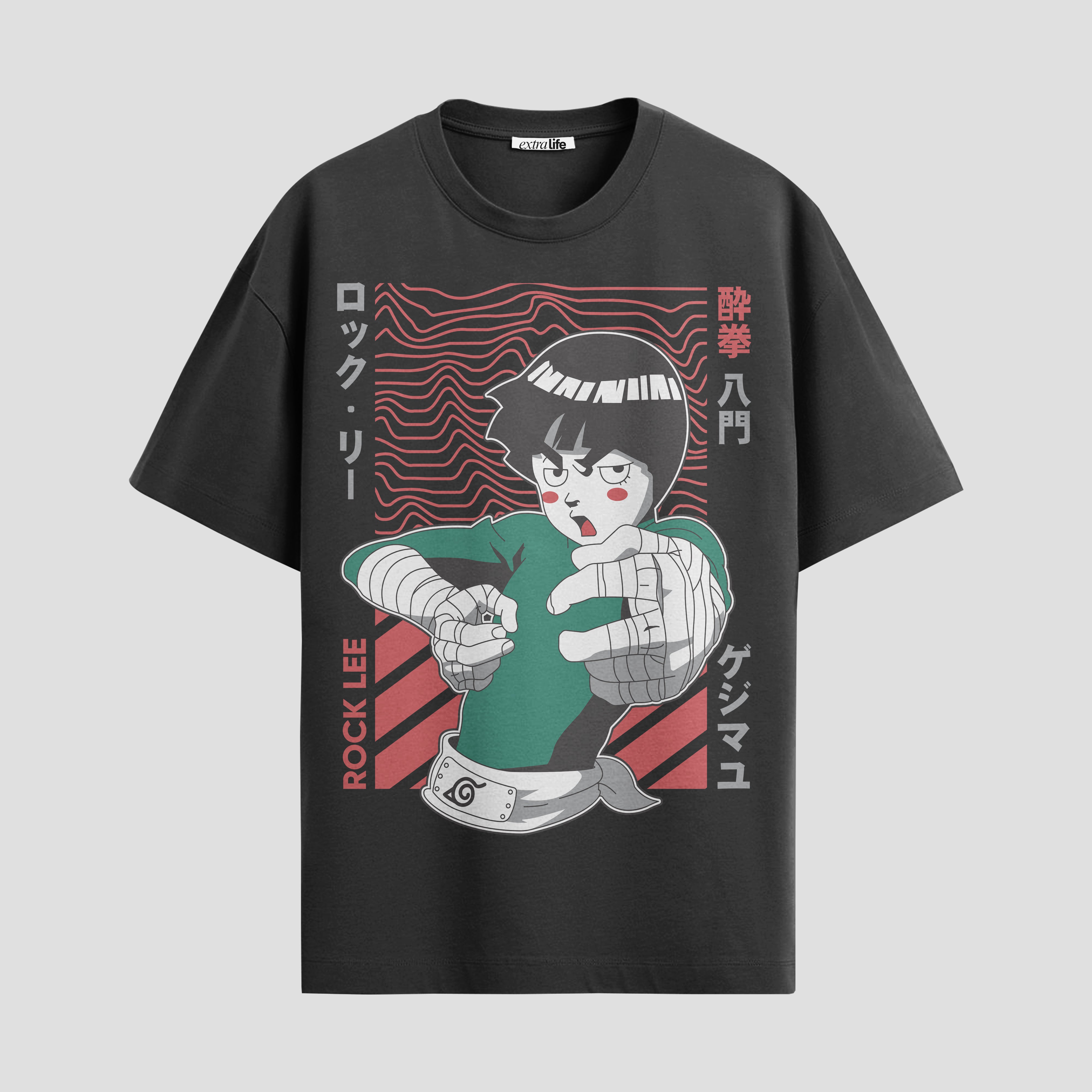 Playera urbana de anime y gaming ExtraLife MX, corte Standard Fit unisex ligero y transpirable en color Deep Black y Pure White, ropa de uso diario para gym y casual.